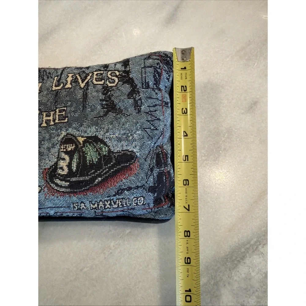 Vtg SA Maxwell Tapestry Pillow A Fireman Lives Here With The Flame Of His Life